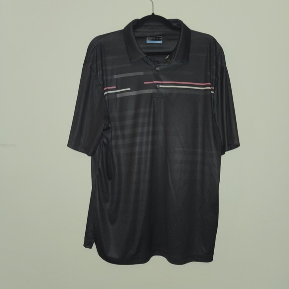 PGA Tour Other - PGA Tour Golf Polo Shirt Striped Gray Athletic Performance Mens Large